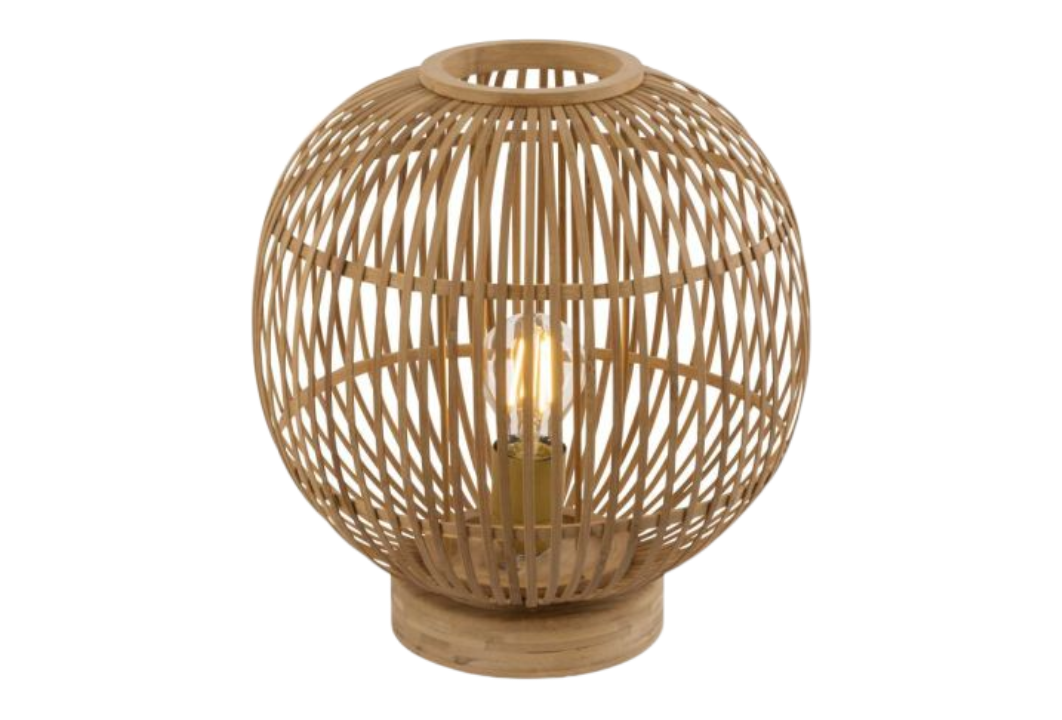 Lámpara de sobremesa de bambú Hildegard E27 Ø30cm