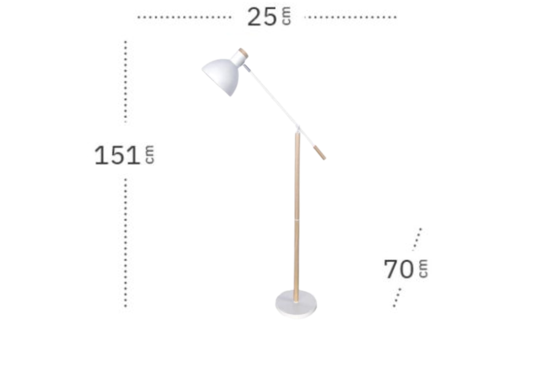 Lámpara de pie de salón Biel blanco de madera y metal E27