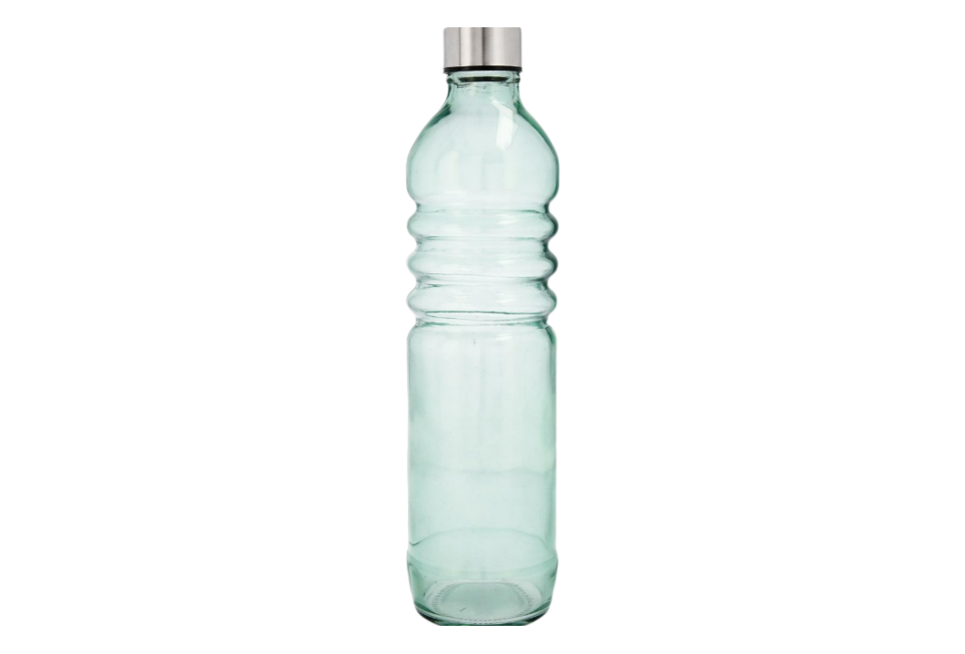 Botella 125Cl vidrio azul relieve fresh