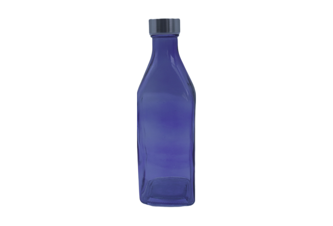 Botella 1l azul mesa vidrio
