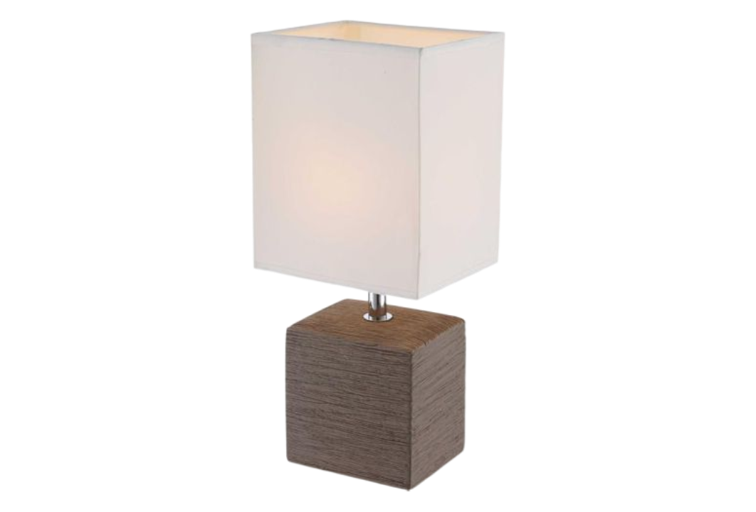 Lámpara marrón y blanca cerámica de sobremesa modelo Ping E14