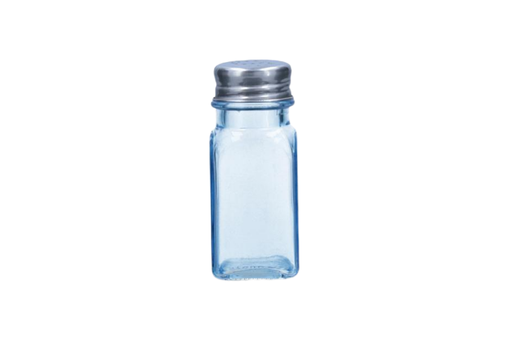 Square blue glass salt shaker