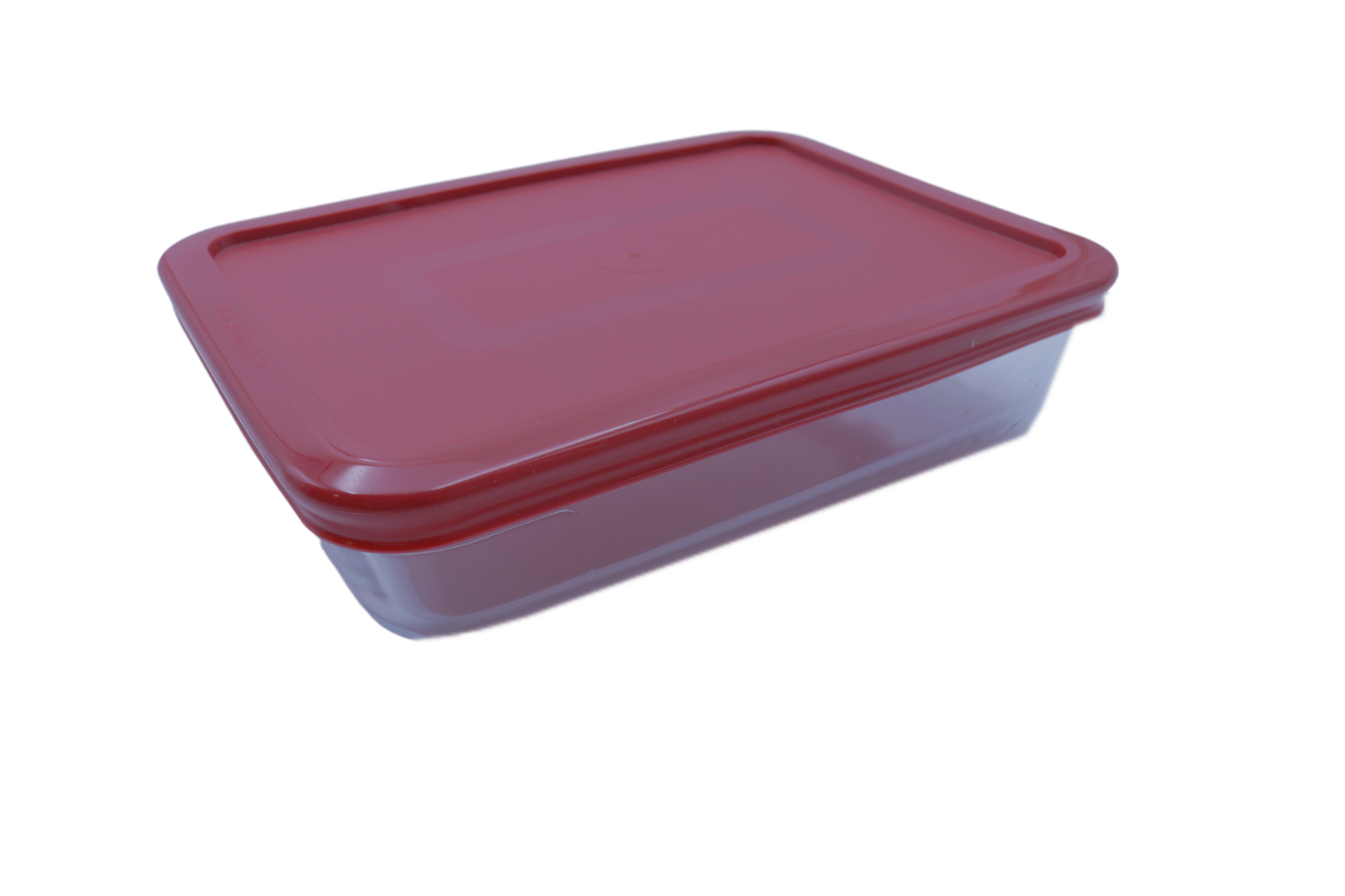 Set of three rectangular glass lunch boxes pyrex cooFreeze red lid