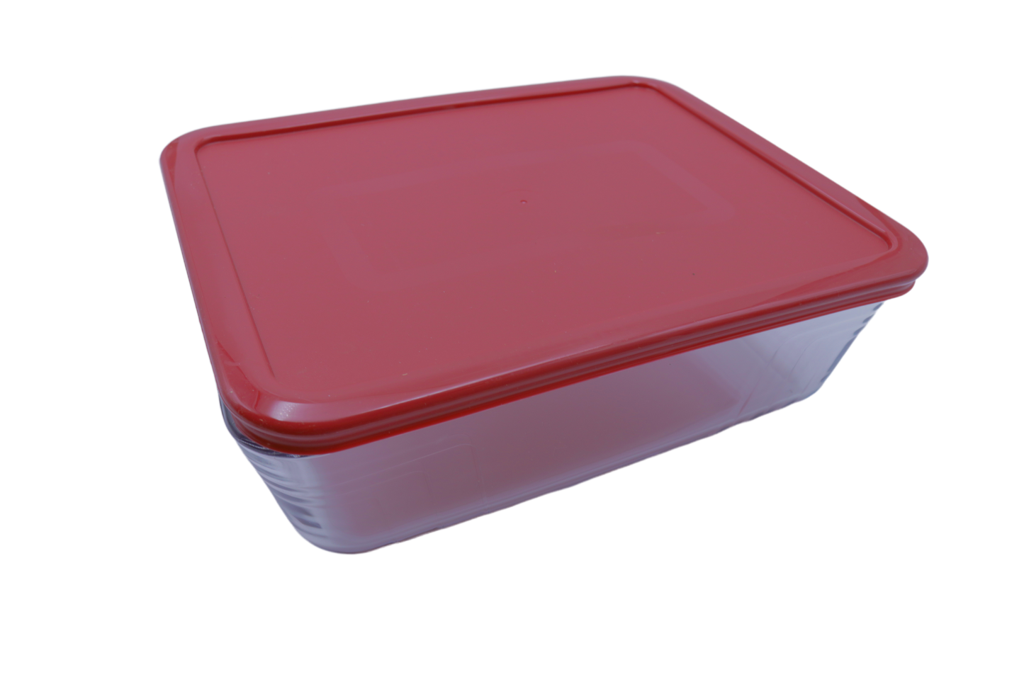 Set of three rectangular glass lunch boxes pyrex cooFreeze red lid