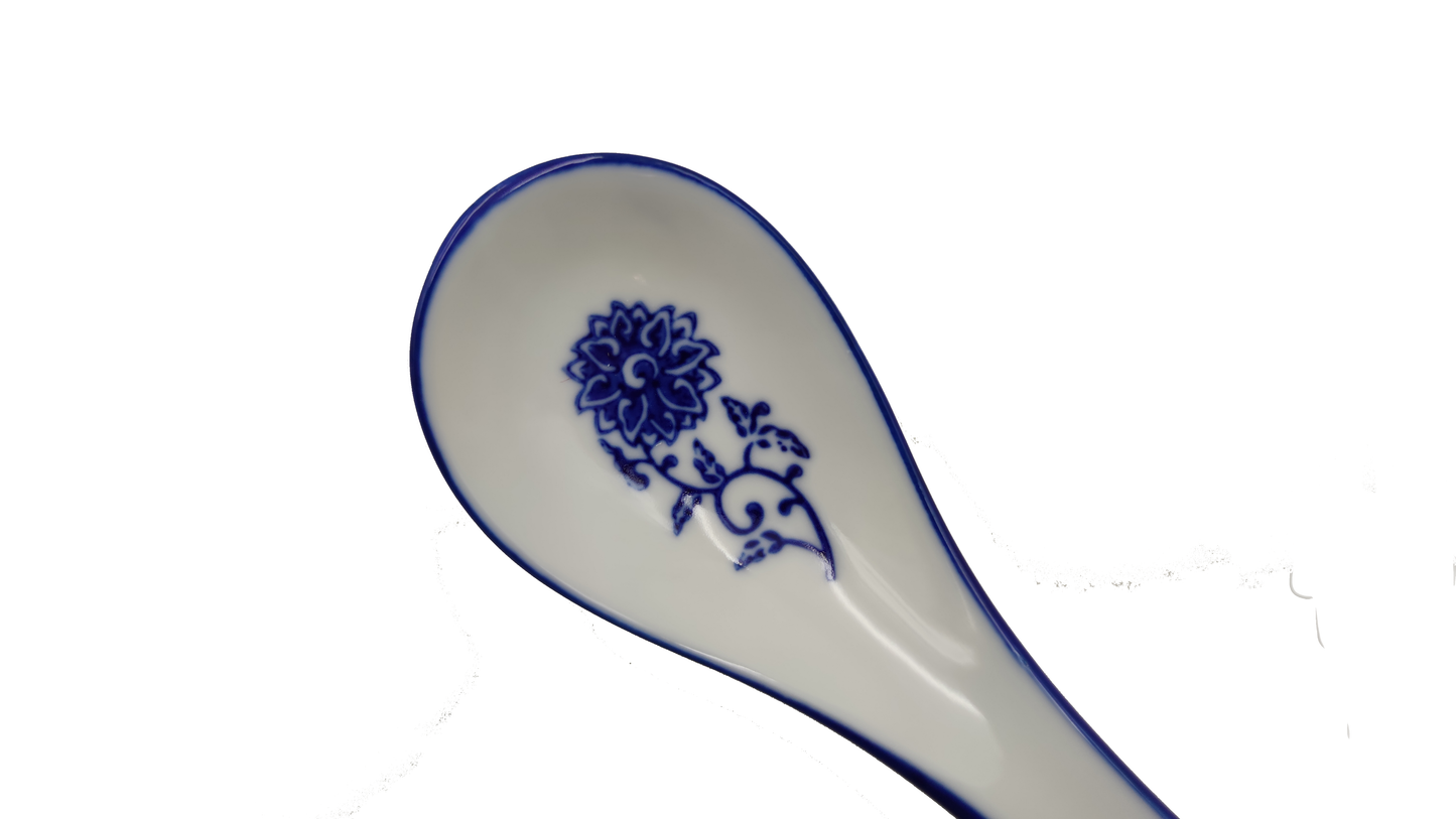 Japanese white and blue ceramic spoon