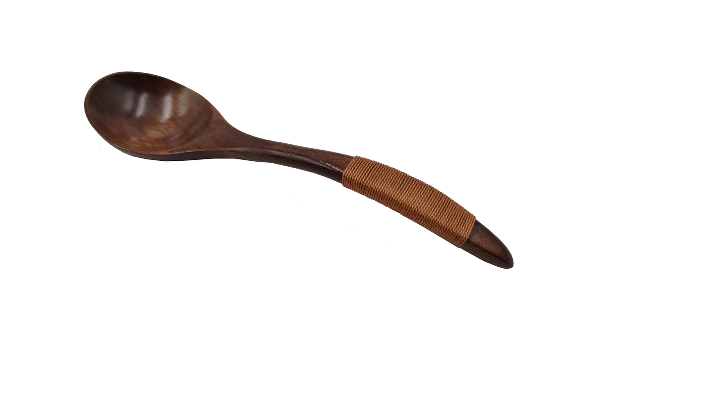 Brown wooden dessert spoon