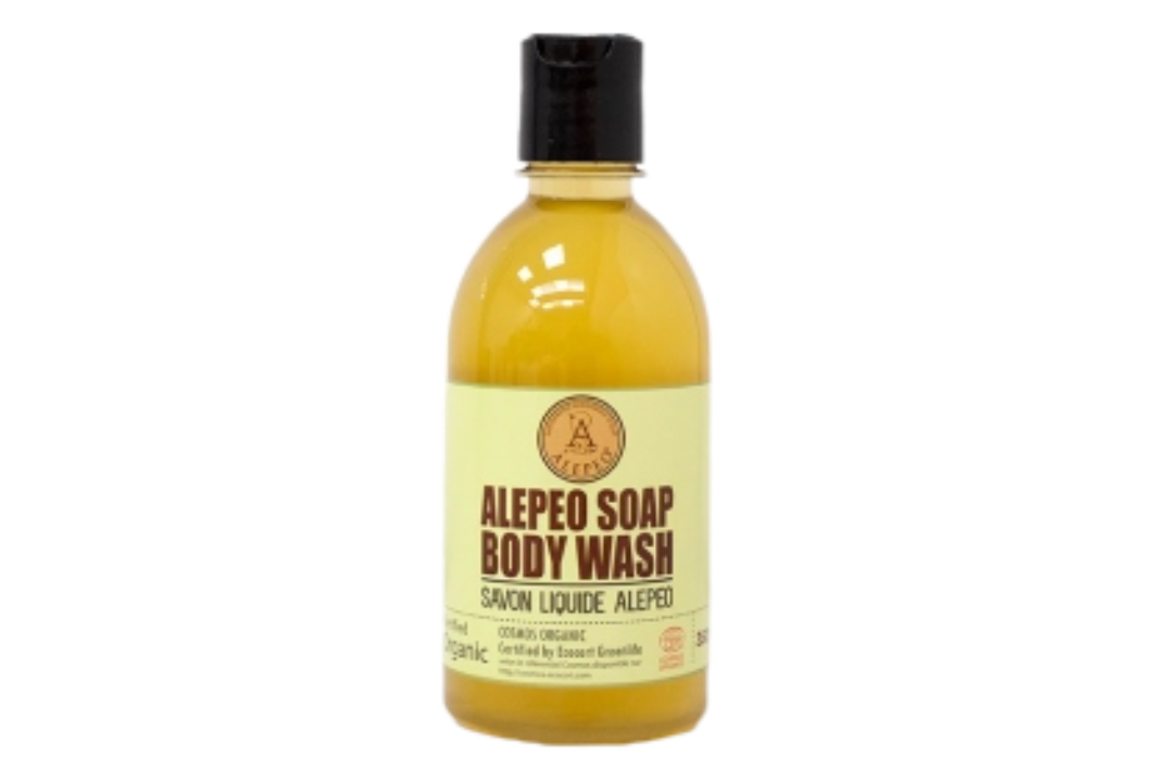 Jabon líquido de Alepo natural ecocert 8% aceite de laurel en botella 350 ml