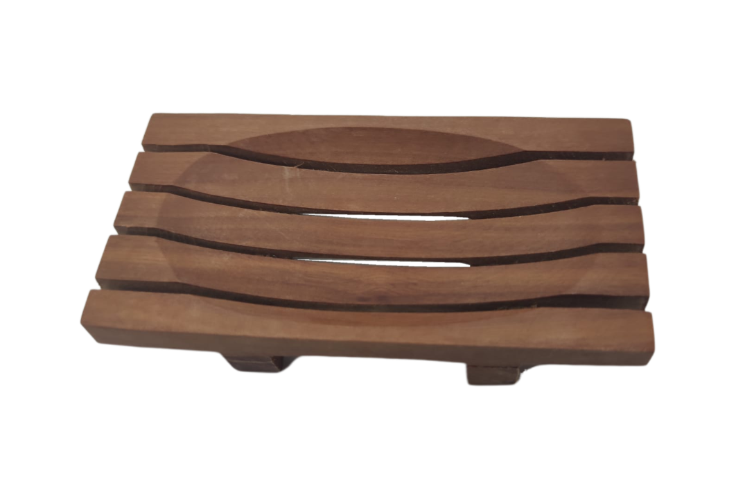 Jabonera clásica de caoba forma rectangular