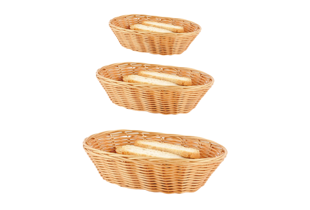 Set of three oval bread baskets 25, 23 and 18 cm