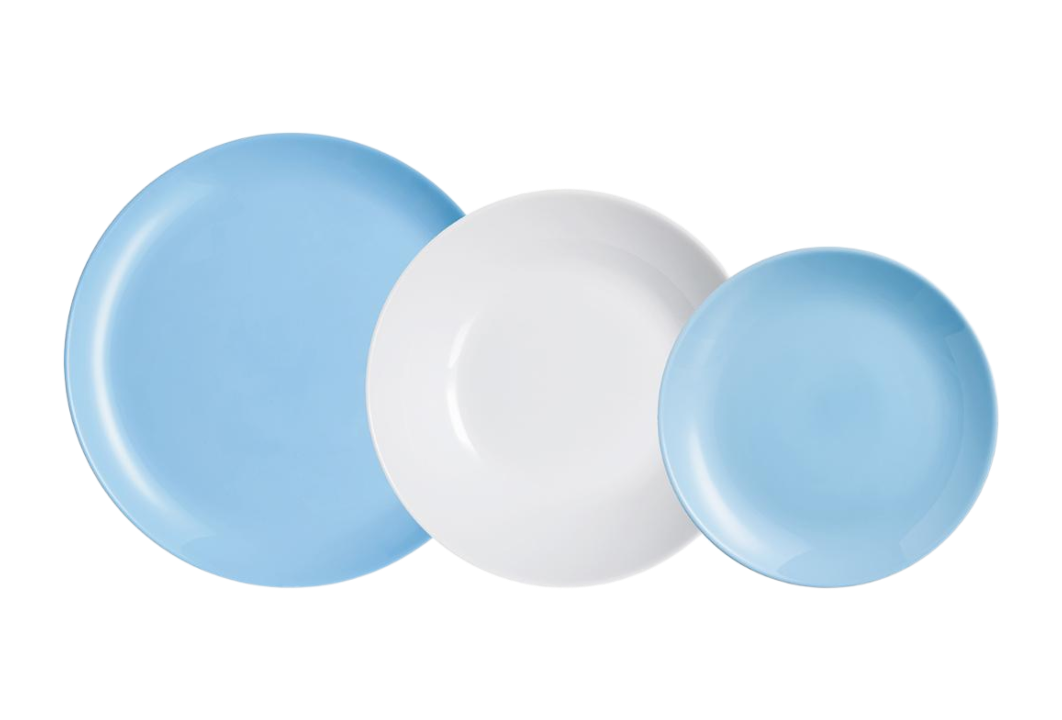 Set de vajilla de opalo diwali azul y blanca 18 piezas