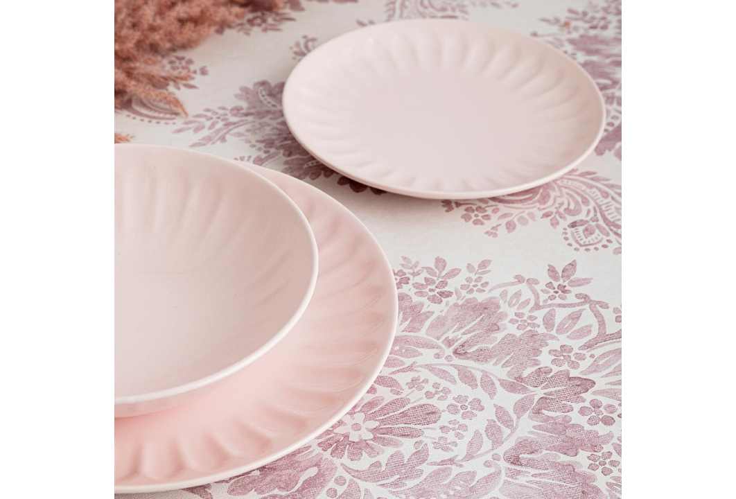 Set de vajilla cerámica romantic rosa 18 piezas